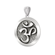 925 Sterling Silver Hindu Yoga Meditation Om Aum Symbol Pendant Necklace - US Jewels
