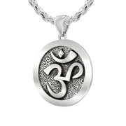 925 Sterling Silver Hindu Yoga Meditation Om Aum Symbol Pendant Necklace - US Jewels