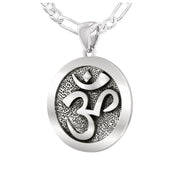925 Sterling Silver Hindu Yoga Meditation Om Aum Symbol Pendant Necklace - US Jewels