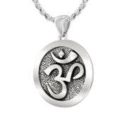 925 Sterling Silver Hindu Yoga Meditation Om Aum Symbol Pendant Necklace - US Jewels