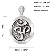 925 Sterling Silver Hindu Yoga Meditation Om Aum Symbol Pendant Necklace - US Jewels