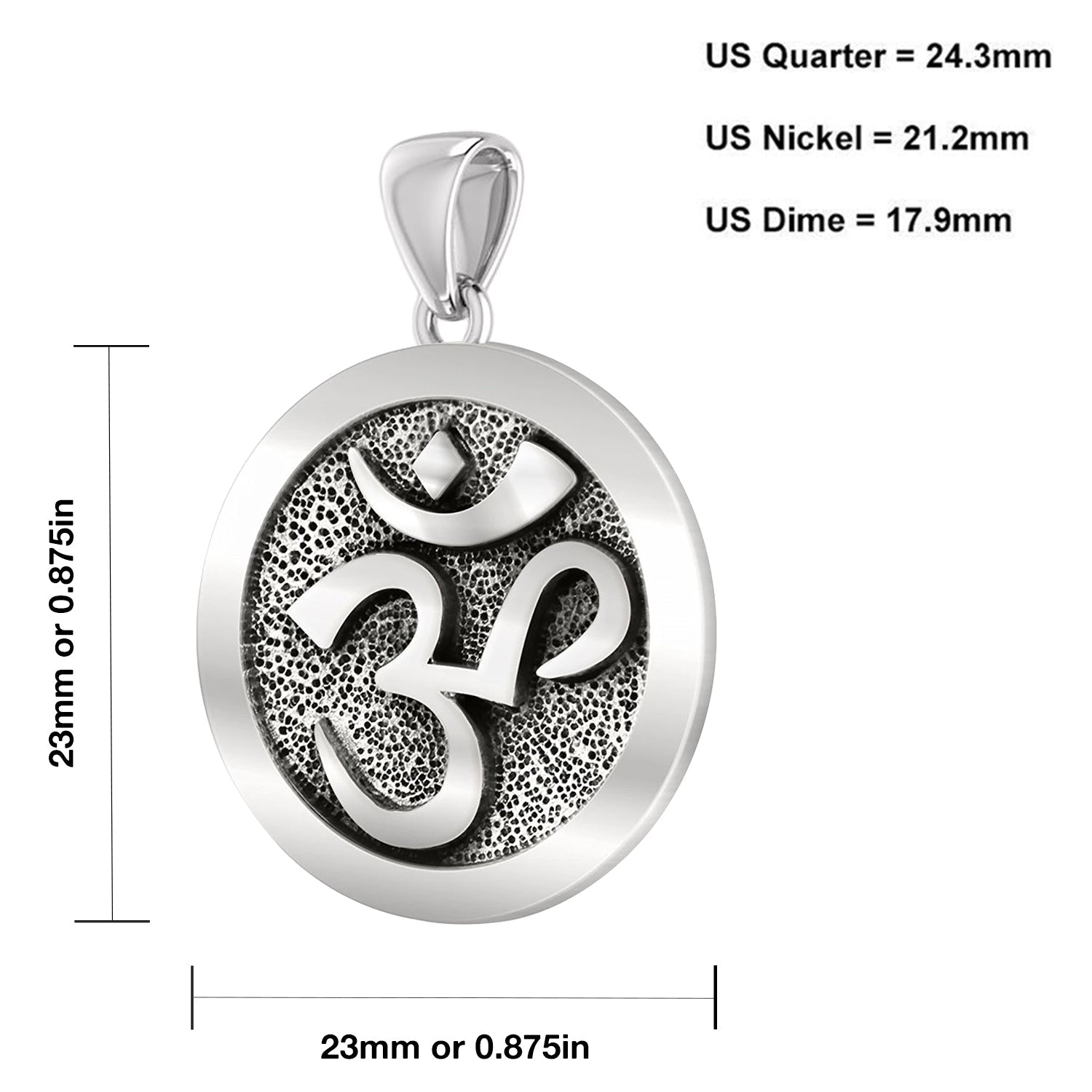 925 Sterling Silver Hindu Yoga Meditation Om Aum Symbol Pendant Necklace - US Jewels