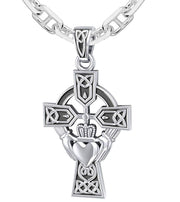 925 Sterling Silver Irish Celtic and Claddagh Cross Pendant Necklace - US Jewels