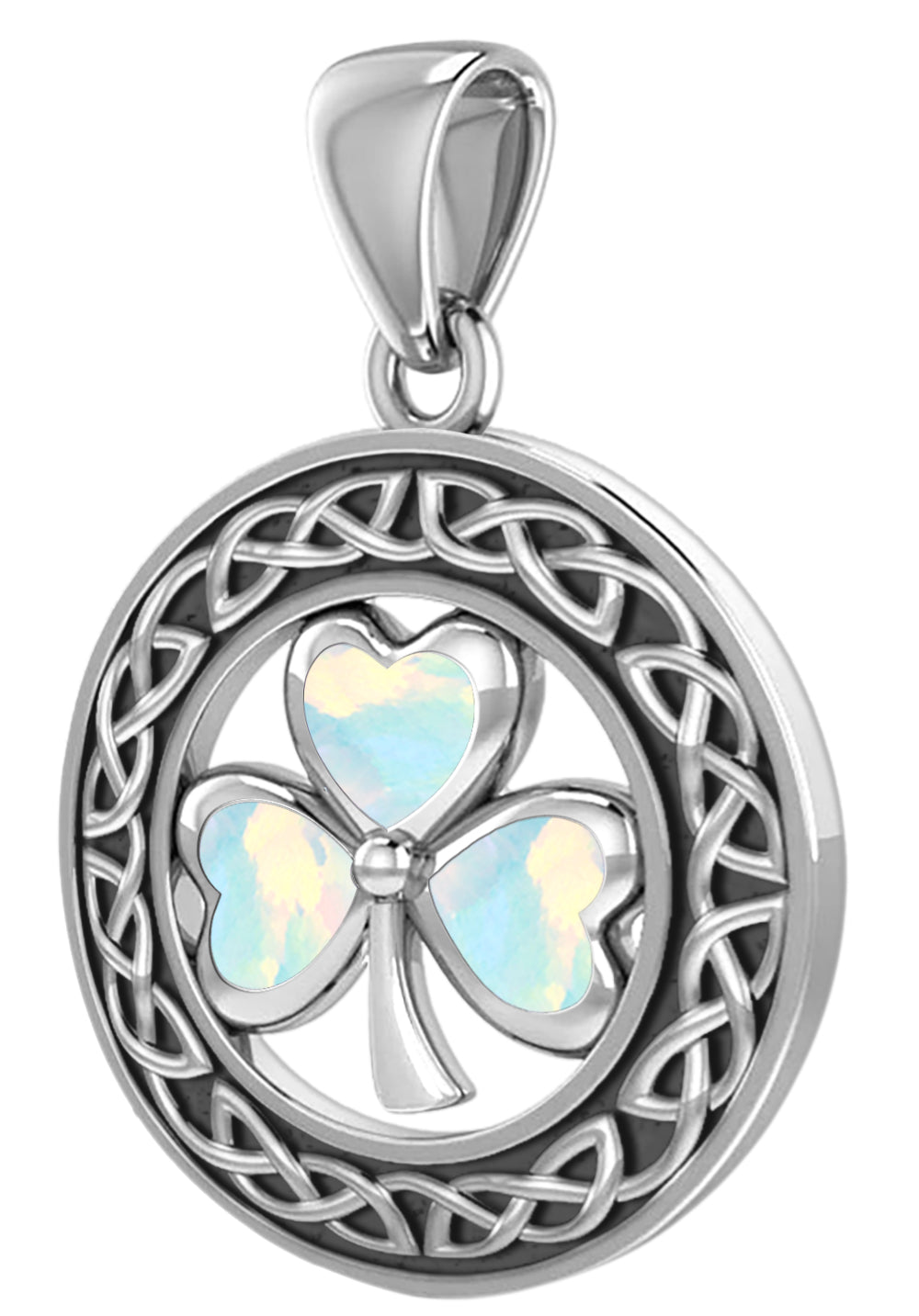 925 Sterling Silver Irish Celtic Shamrock Clover Birthstone Pendant Necklace - US Jewels