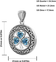 925 Sterling Silver Irish Celtic Shamrock Clover Birthstone Pendant Necklace - US Jewels