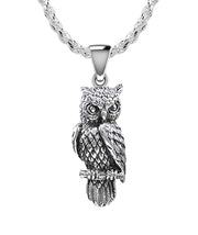 925 Sterling Silver Owl Bird Charm Animal Pendant Necklace - US Jewels