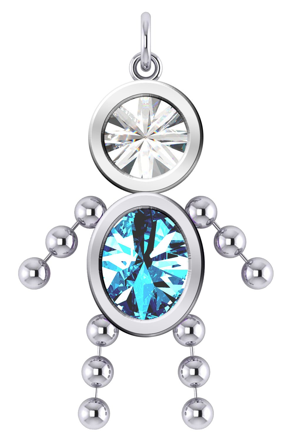 925 Sterling Silver Simulated Birthstone Boy or Girl Child XL Pendant Necklace - US Jewels