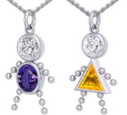 925 Sterling Silver Simulated Birthstone Boy or Girl Child XL Pendant Necklace - US Jewels