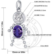 925 Sterling Silver Simulated Birthstone Boy or Girl Child XL Pendant Necklace - US Jewels