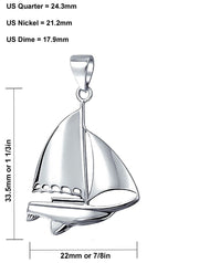925 Sterling Silver Sloops Sailboat Nautical Pendant Necklace - US Jewels