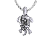 925 Sterling Silver Tribal Tattoo Sea Turtle Animal Pendant with Necklace - US Jewels