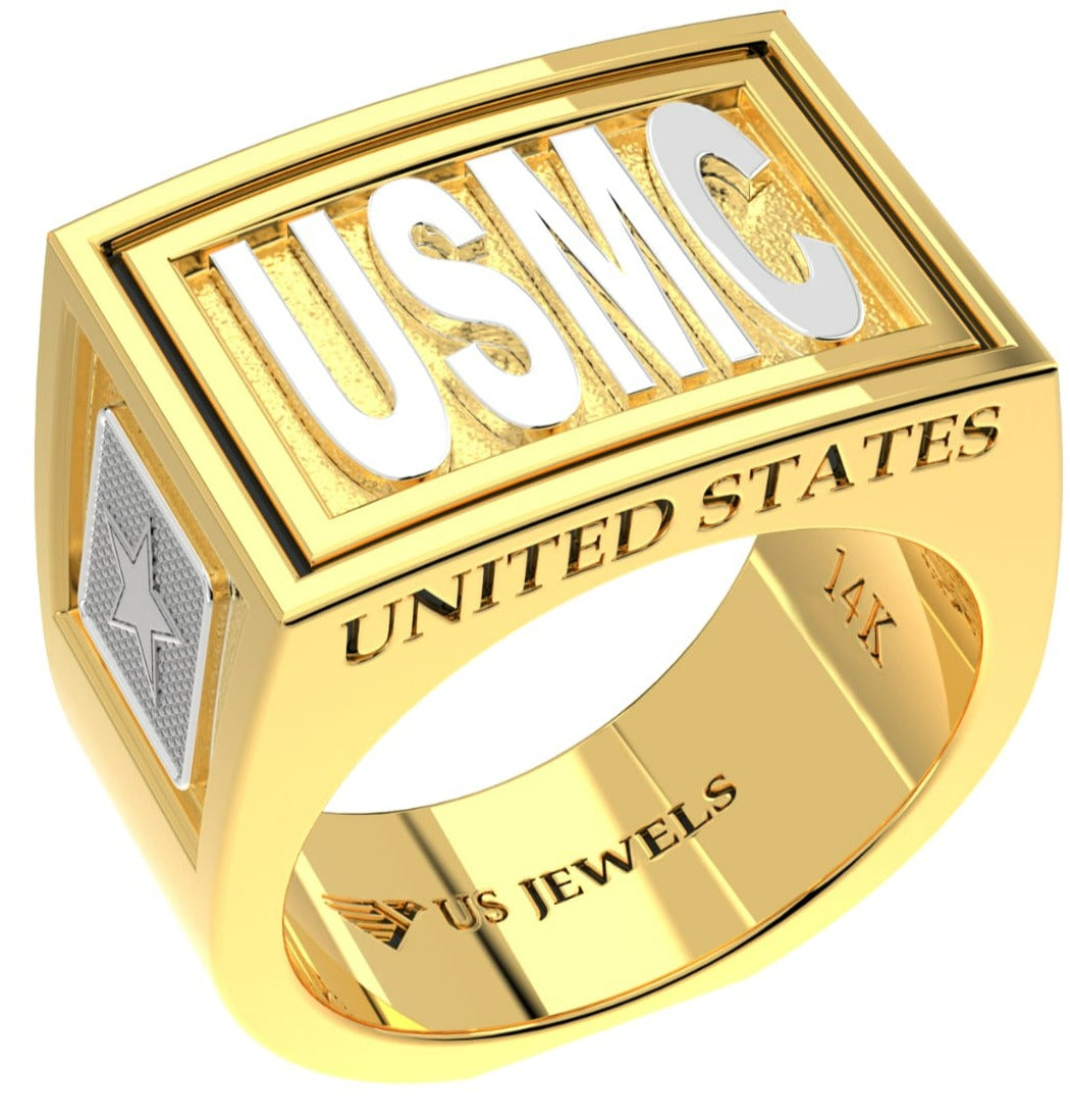 Men's Heavy 10k or 14k Yellow or White Gold US Marine Corps USMC Ring Band