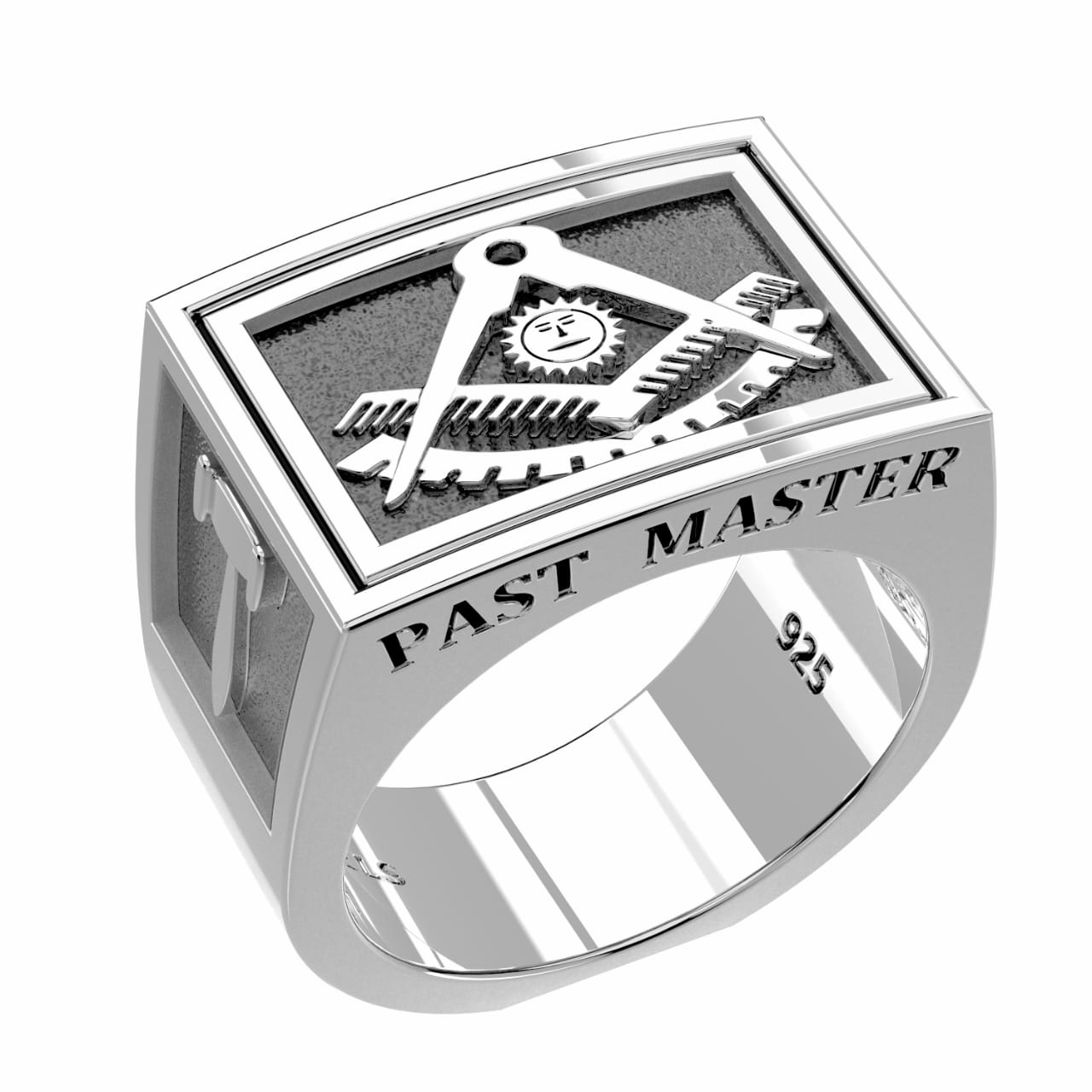Men's Heavy 925 Sterling Silver Freemason Past Master Ring Band