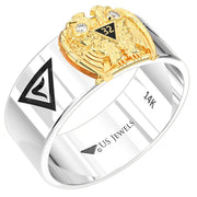 Customizable 14k White or Yellow Gold Scottish Rite 32nd Degree Masonic Ring - US Jewels