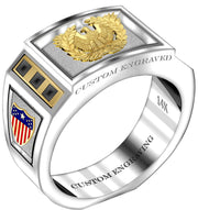 Customizable 8mm Solid Back 14k Gold Army Warrant Officer Ring - US Jewels
