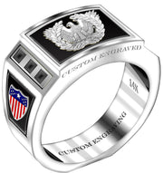 Customizable 8mm Solid Back 14k Gold Army Warrant Officer Ring - US Jewels