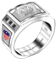 Customizable 8mm Solid Back 14k Gold Army Warrant Officer Ring - US Jewels