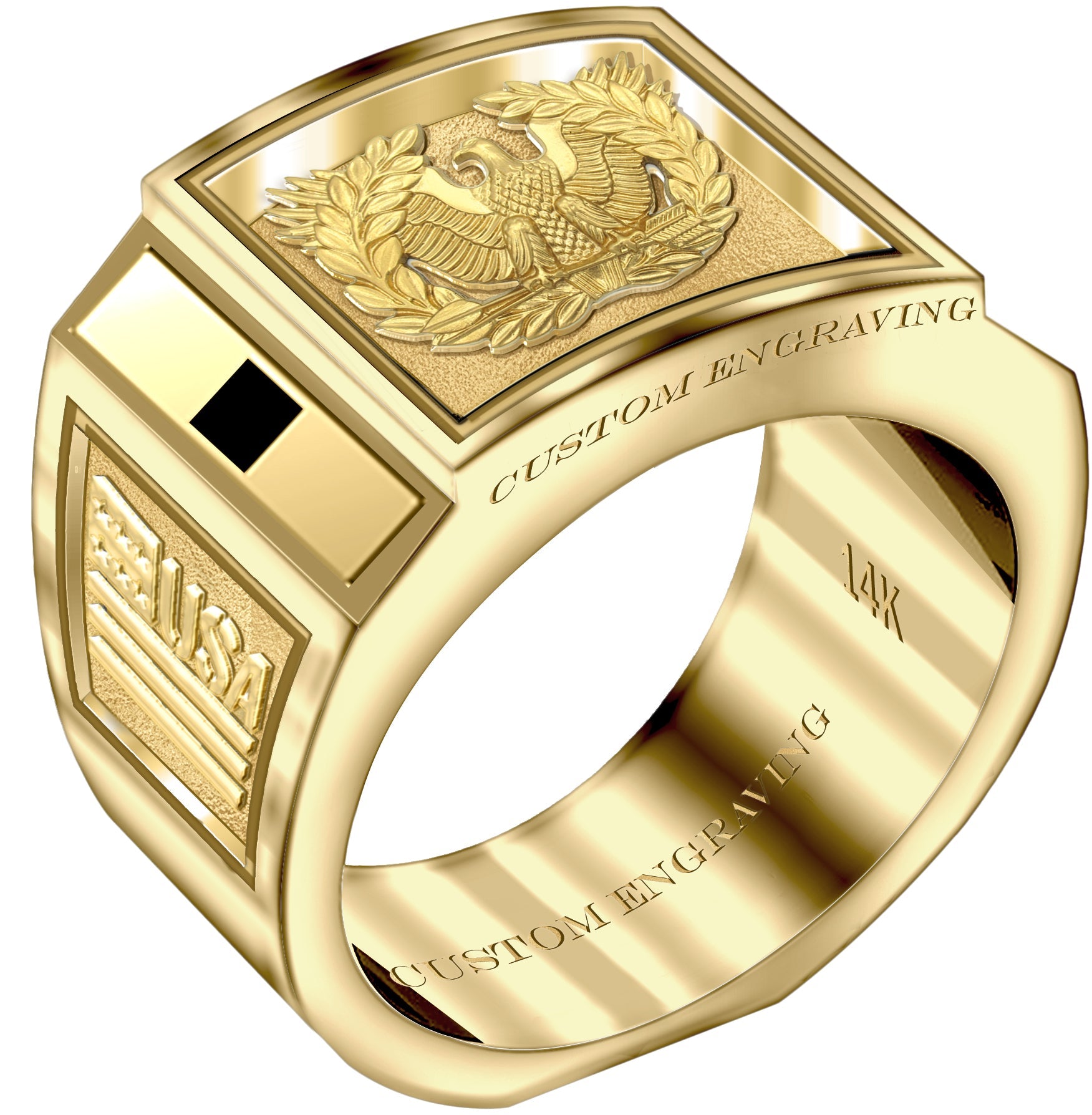 Customizable Solid Back 14k Gold Army Warrant Officer Ring - US Jewels