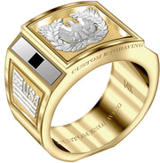 Customizable Solid Back 14k Gold Army Warrant Officer Ring - US Jewels