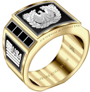 Customizable Solid Back 14k Gold Army Warrant Officer Ring - US Jewels