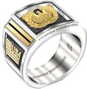 Customizable Solid Back 925 Sterling Silver Army Warrant Officer Ring - US Jewels