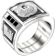 Customizable Solid Back 925 Sterling Silver Army Warrant Officer Ring - US Jewels