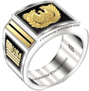 Customizable Solid Back 925 Sterling Silver Army Warrant Officer Ring - US Jewels