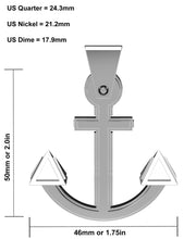Extra Large Heavy Men's 925 Sterling Silver Nautical Boat Anchor Pendant Necklace, 50mm - US Jewels