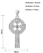 High Polished 1.5in Sterling Silver Celtic Knot Cross Birthstone Pendant Necklace - US Jewels