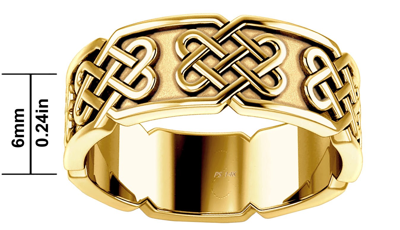 Ladies 10K or 14K Gold Irish Celtic Endless or Love Knot Wedding Ring Band - US Jewels