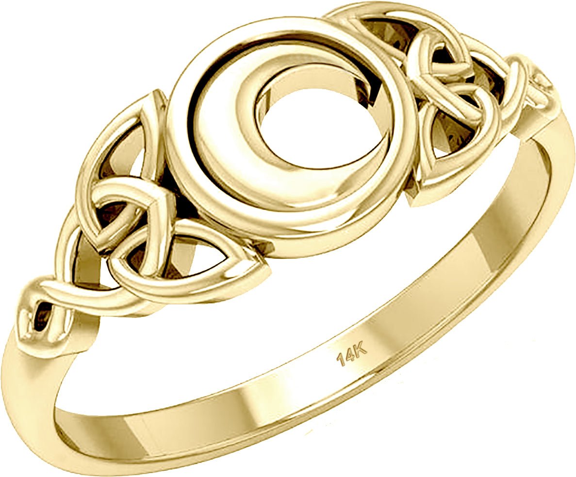 Irish Celtic Trinity Knot Moon Ring 10k 14k Gold For Ladies