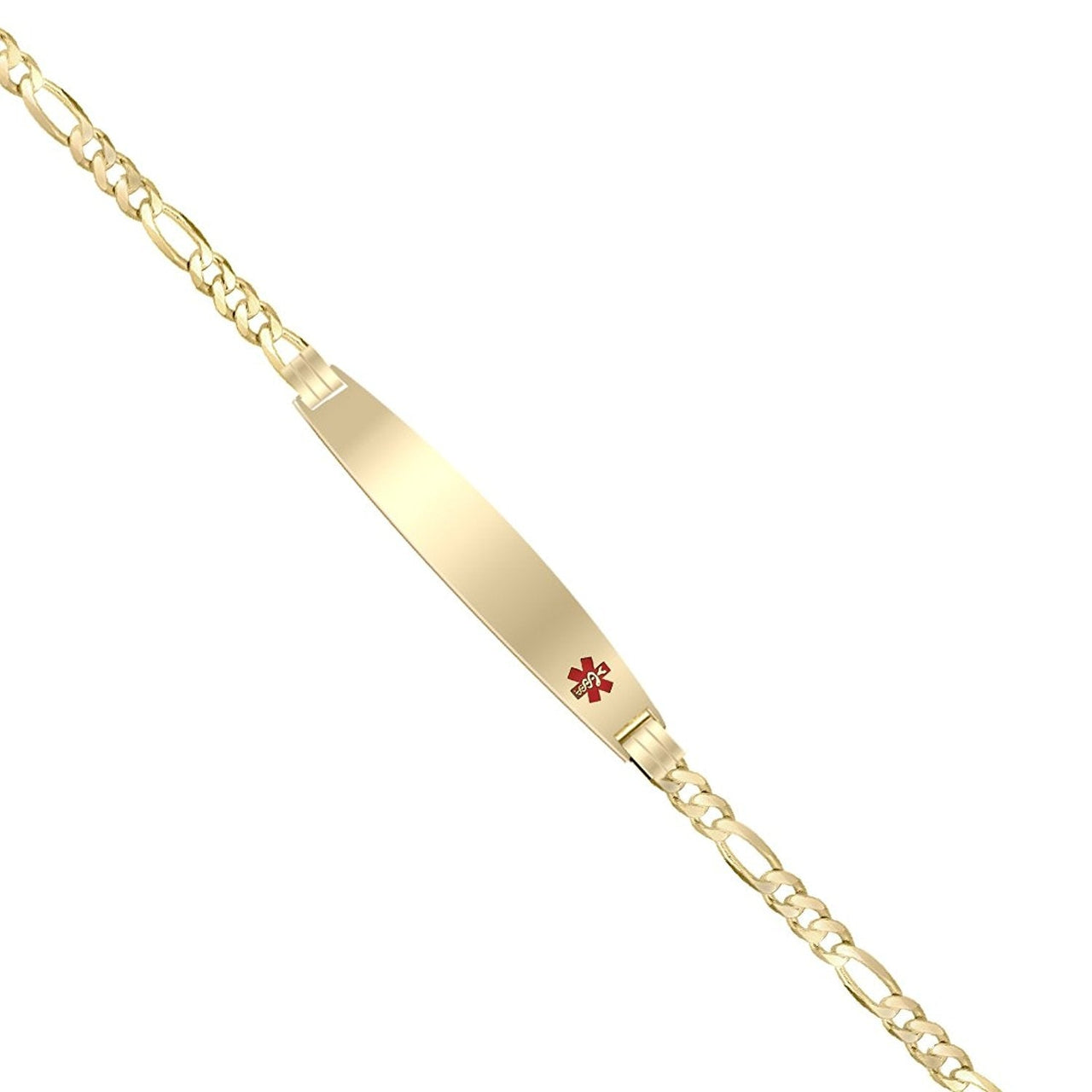 Ladies 14k Yellow Gold 3.5mm Figaro Medical Alert ID Bracelet - US Jewels