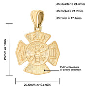 Ladies 14K Yellow Gold Customizable Firefighter Pendant Necklace, 26mm - US Jewels