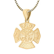 Ladies 14K Yellow Gold Customizable Firefighter Pendant Necklace, 26mm - US Jewels