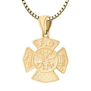 Ladies 14K Yellow Gold Customizable Firefighter Pendant Necklace, 26mm - US Jewels