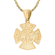 Ladies 14K Yellow Gold Customizable Firefighter Pendant Necklace, 26mm - US Jewels