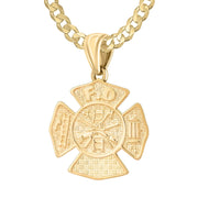 Ladies 14K Yellow Gold Customizable Firefighter Pendant Necklace, 26mm - US Jewels