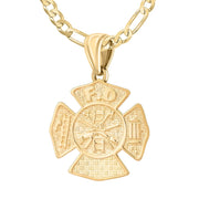 Ladies 14K Yellow Gold Customizable Firefighter Pendant Necklace, 26mm - US Jewels