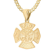 Ladies 14K Yellow Gold Customizable Firefighter Pendant Necklace, 26mm - US Jewels