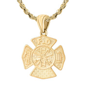 Ladies 14K Yellow Gold Customizable Firefighter Pendant Necklace, 26mm - US Jewels