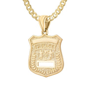 Ladies 14K Yellow Gold Customizable Police Badge Pendant Necklace, 22mm - US Jewels