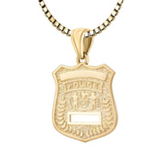Ladies 14K Yellow Gold Customizable Police Badge Pendant Necklace, 22mm - US Jewels