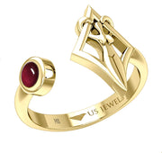 Ladies 14K Yellow Gold Gemstone Goddess Ring - US Jewels