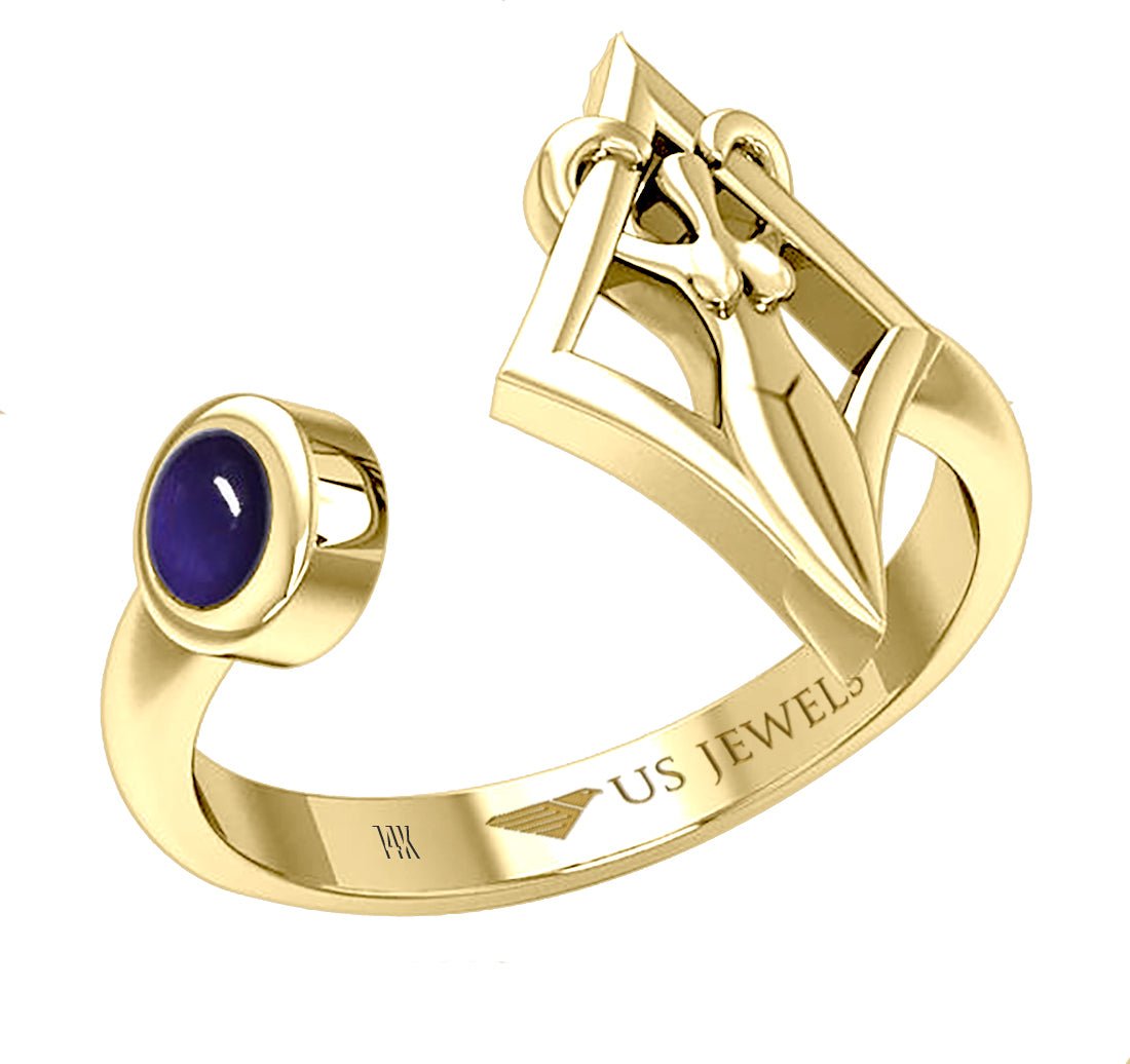 Ladies 14K Yellow Gold Gemstone Goddess Ring - US Jewels