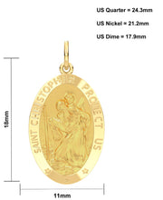 Ladies 14K Yellow Gold Saint Christopher Polished Finish Solid Pendant Necklace, 18mm - US Jewels