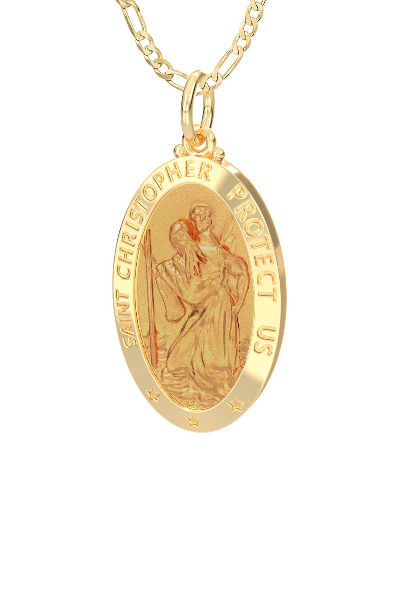 Saint Christopher Necklace Pendant For Men In 14K Gold