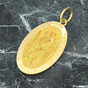 Ladies 14K Yellow Gold Saint Christopher Polished Finish Solid Pendant Necklace, 18mm - US Jewels