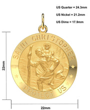 Ladies 14k Yellow Gold St Christopher Round Polished Solid Medal Necklace, 22mm - US Jewels