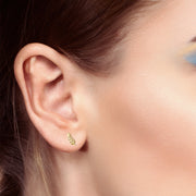 Ladies 14K Yellow, White or Rose Gold Leaf Stud Earrings - US Jewels