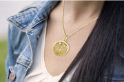 Ladies 5/8in 10k Yellow Gold Tree of Life Pendant Necklace - US Jewels